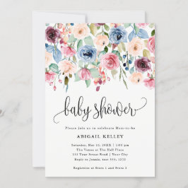 Invitación Baby Shower de borde de flor de agua