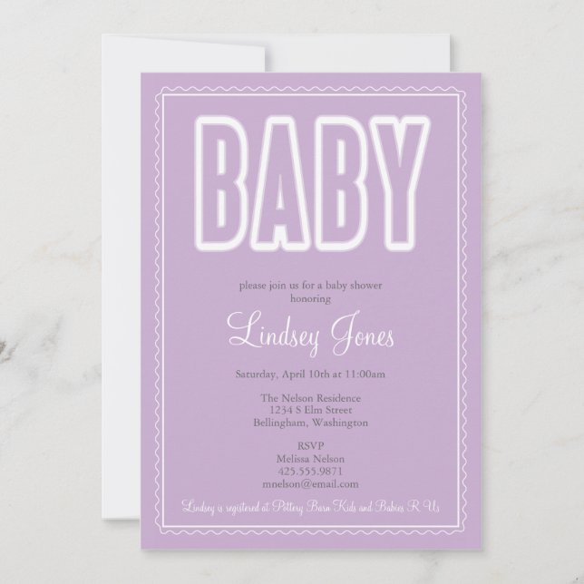 Invitación Baby Shower de borde ondulado (Anverso)