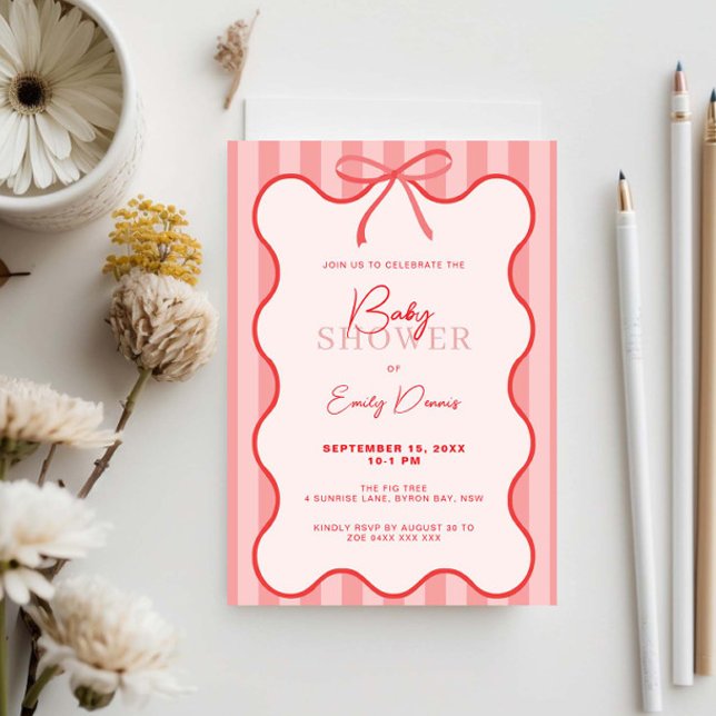 Invitación Baby Shower de borde retro caprichoso (Subido por el creador)