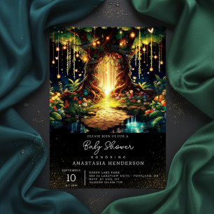 Invitación Baby Shower de bosque con encanto majestuoso