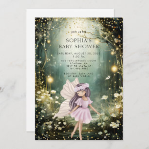 Invitación Baby Shower de bosque encantado de hadas