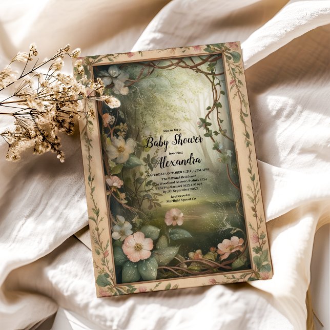 Invitación Baby Shower de bosque floral mágico (Subido por el creador)