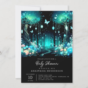 Invitación Baby Shower de bosque mágico moderno encantado