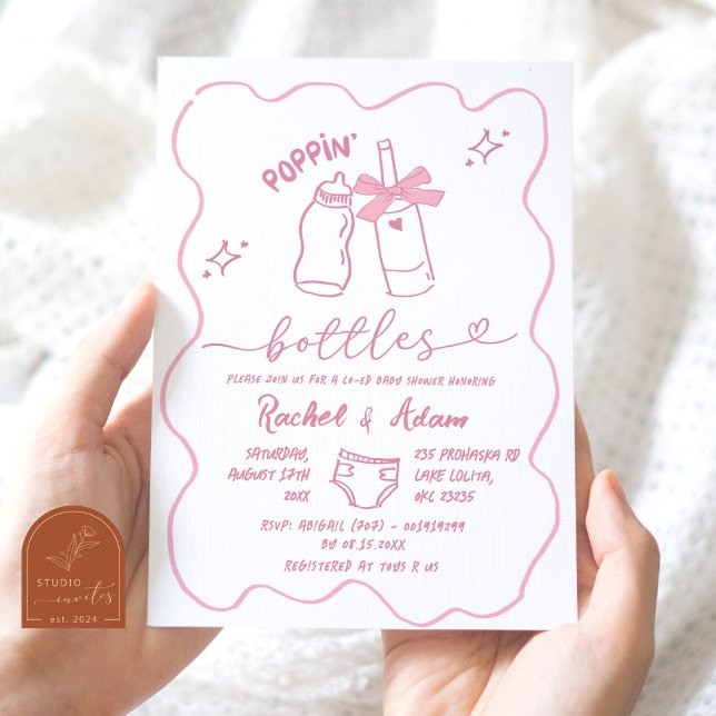 Invitación Baby Shower de botellas de pin rosado de mano (Subido por el creador)