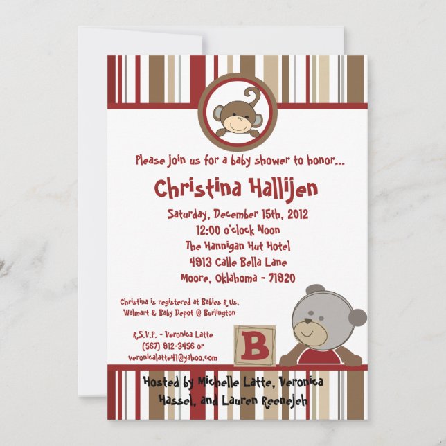 Invitación Baby Shower de Botones de Cocalo 5x7 (Anverso)