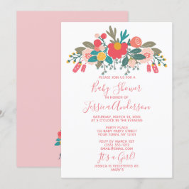 Invitación Baby Shower de Bouquet Floral Rosa