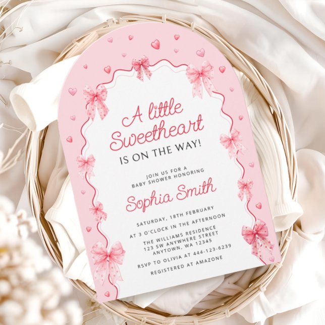 Invitación Baby Shower de Bow rosado de San Valentín (Subido por el creador)