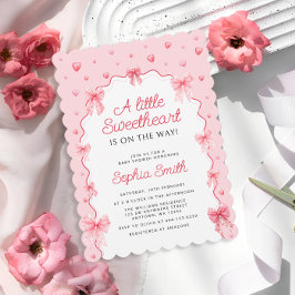 Invitación Baby Shower de Bow rosado de San Valentín
