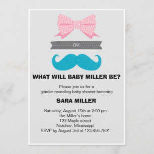 Invitación Baby Shower de Bows o Staches