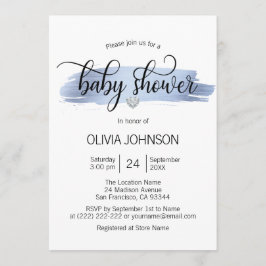 Invitación Baby Shower de BOY blanco de oro azul personalizad