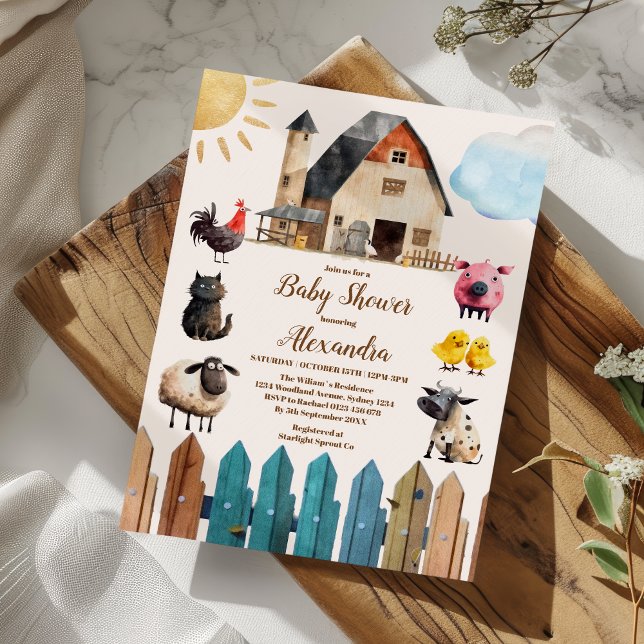 Invitación Baby Shower de Boy Farm Animals (Subido por el creador)