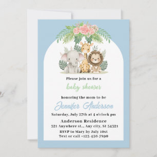 Invitación Baby Shower de Boy Safari Animals