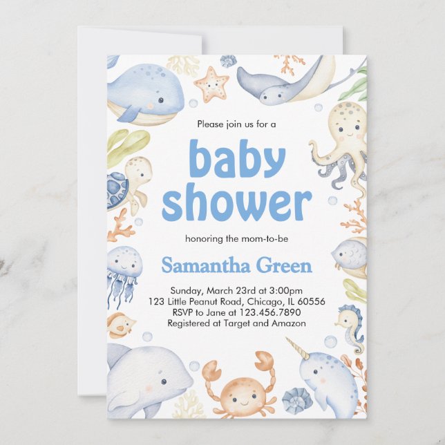 Invitación Baby Shower de Boy Under the Sea (Anverso)