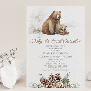 Invitación Baby Shower de Brown Bear Cub Winter