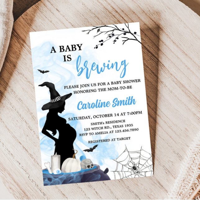 Invitación Baby Shower de bruja azul (Blue A Baby is Brewing Baby Shower Invitation)