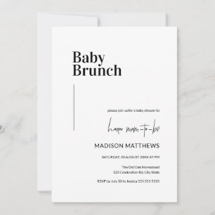Invitación Baby Shower de Brunch de bebé mínimo negro y blanc