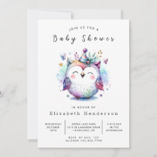 Invitación Baby Shower de búho bohemio encantado