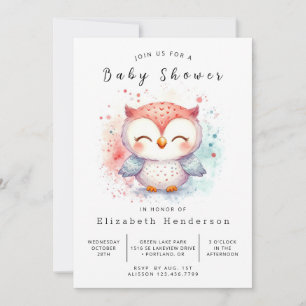 Invitación Baby Shower de búho de acuarela bohemiana
