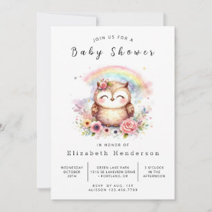 Invitación Baby Shower de búho digital de la naturaleza