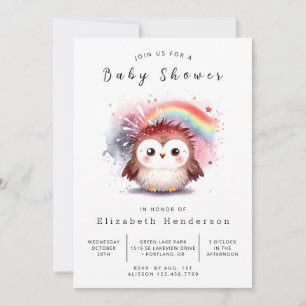Invitación Baby Shower de búho digital moderno