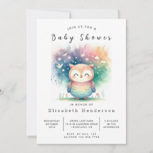 Invitación Baby Shower de búho digital ruso