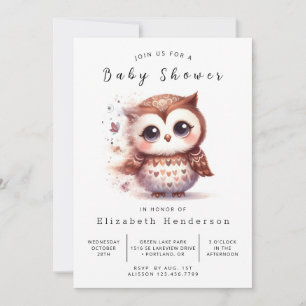 Invitación Baby Shower de búho digital simple