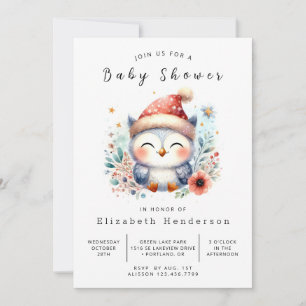 Invitación Baby Shower de búho editable clásico