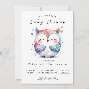Invitación Baby Shower de búho editable de moda