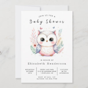 Invitación Baby Shower de búho editable de Whimsy