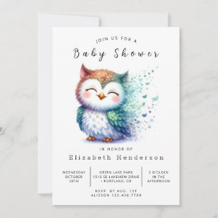 Invitación Baby Shower de búho en línea clásico
