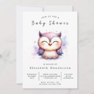 Invitación Baby Shower de Búho en línea de bosque