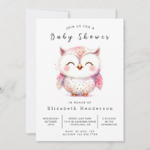 Invitación Baby Shower de búho impreso bohemio