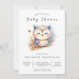 Invitación Baby Shower de búho imprimible de bosque