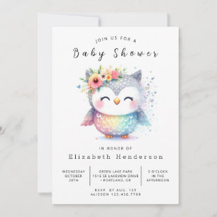 Invitación Baby Shower de búho imprimible de la naturaleza