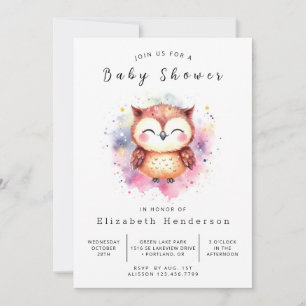 Invitación Baby Shower de búho imprimible de moda