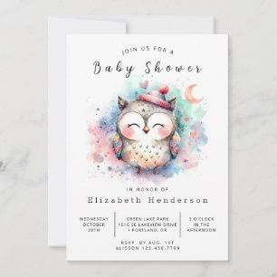Invitación Baby Shower de búho imprimible encantado