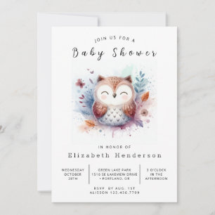 Invitación Baby Shower de búho imprimible ruso