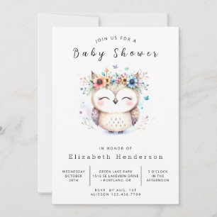 Invitación Baby Shower de búho imprimible simple