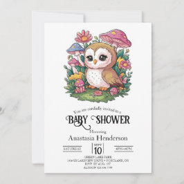 Invitación Baby Shower de búho mágico encantado