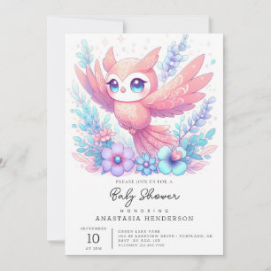 Invitación Baby Shower de búho minimalista