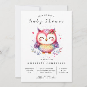 Invitación Baby Shower de búho natural clásico