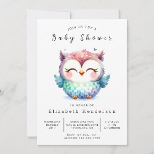 Invitación Baby Shower de búho único bohemio