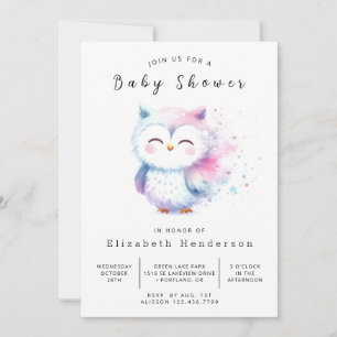 Invitación Baby Shower de búho único clásico