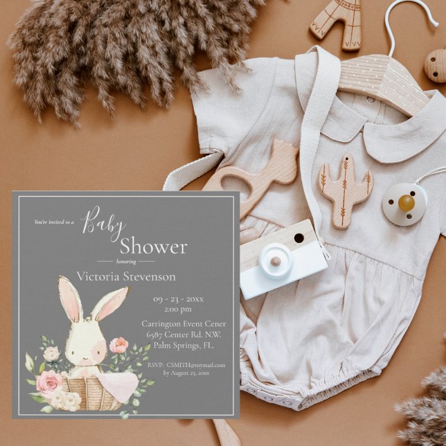 Invitación Baby Shower de Bunny Rabbit Gray (Subido por el creador)