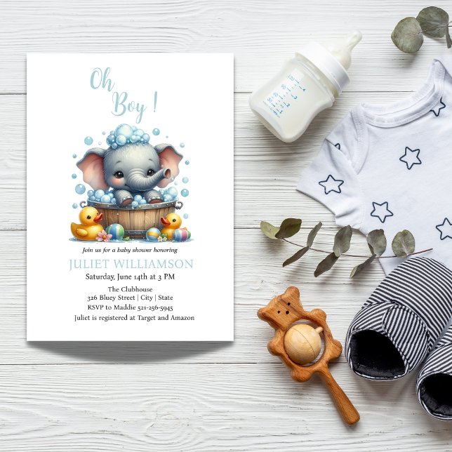 Invitación Baby Shower de burbujas acuáticas de elefante de b (Subido por el creador)