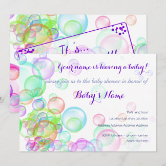Invitación Baby Shower de burbujas de jabón arco iris