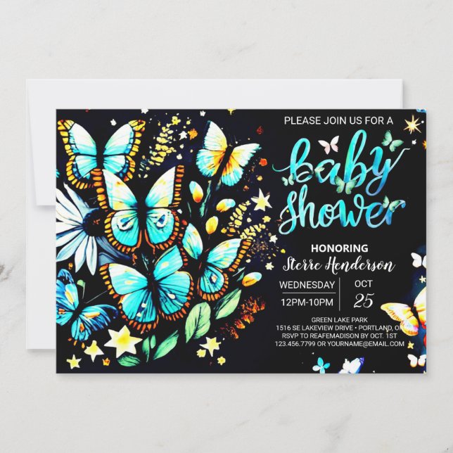 Invitación Baby Shower de Butterfly Editable Boy (Anverso)