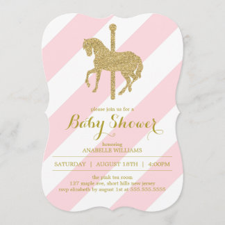 Invitación Baby Shower de caballo rosado