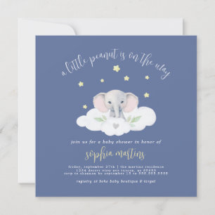 Invitación Baby Shower de cacahuete azul para bebé
