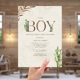 Invitación Baby Shower de Cactus Occidental inspirado por el 